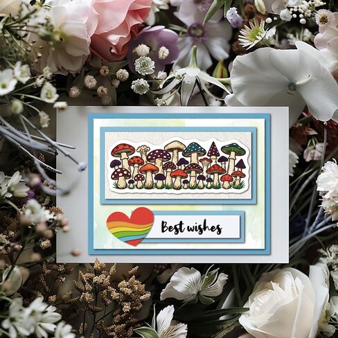 GLOBLELAND Vintage Mushroom Edge Cling Rubber Stamps 8.7x7 inch Magic Moons Phase EVA Cling Mount Stamp Mushroom Plants Border Rubber Stamps Set for Card Making Photo Album DIY Scrapbooking in Kuwait