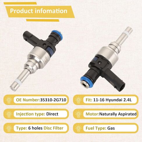 35310-2G710 GDI 2.4L Fuel Injectors,Compatible with/Kia 2011-2016 Optima Sorento Sportage,Compatible with/Hyundai 2.4 Santa Fe Tucson 2014-2015 |Set of 4| in Kuwait