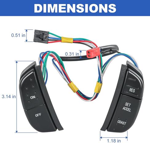 Steering Wheel Mounted Cruise Control Switch Buttons Kit 1C3A9D809AA Compatible with Ford F-150/250/350 Super Duty 1997-2004, 1999-2007 E-150/250/350/450/550, Excursion, Expedition in Kuwait