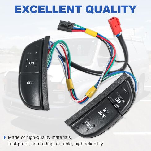 Steering Wheel Mounted Cruise Control Switch Buttons Kit 1C3A9D809AA Compatible with Ford F-150/250/350 Super Duty 1997-2004, 1999-2007 E-150/250/350/450/550, Excursion, Expedition in Kuwait