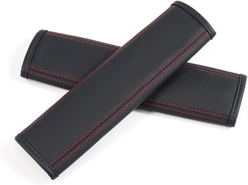 2Pcs Car Seat Belt Cover Nappa Leather Seatbelt Shoulder Pads, Car Seat Belt Strap for a More Comfortable Driving, Seat Belt Covers Protector for Car Interior Accessories (Black White) in Saudi Arabia