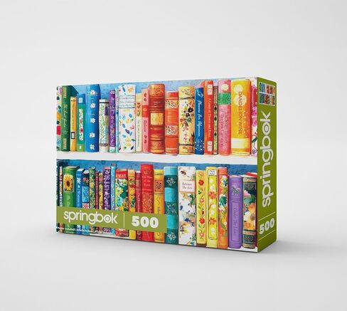 Springbok Books in Bloom 500 Piece Jigsaw Puzzle for Adults - Floral Bookshelf Puzzle - Poster Now Included - Unique Cut Pieces - Made in USA in Kuwait