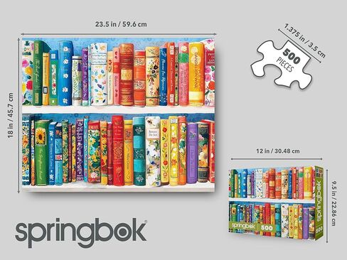 Springbok Books in Bloom 500 Piece Jigsaw Puzzle for Adults - Floral Bookshelf Puzzle - Poster Now Included - Unique Cut Pieces - Made in USA in Kuwait
