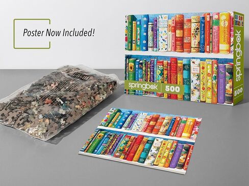 Springbok Books in Bloom 500 Piece Jigsaw Puzzle for Adults - Floral Bookshelf Puzzle - Poster Now Included - Unique Cut Pieces - Made in USA in Kuwait