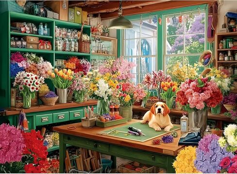 300 Piece Puzzles for Adults,Flower Arranger's Shed Puzzle for Adults Kids Seniors,Unique Fun Jigsaw Puzzle with Letters on Back Dust-Free,Challenging Family Activity Games Gifts for Family,20.5*15 In in Saudi Arabia