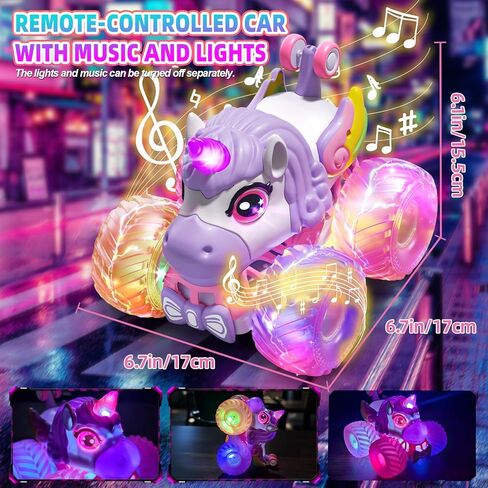 Gohero Unicorn Monster Truck, 2.4GHz Remote Control Monster Truck Unicorn Toys for Girls Age 4-6, 1:20 Scale Pink Monster Trucks with Light & Music, 3 4 5 6 7 8 Year Old Girl Chritmas Birthday Gifts in Saudi Arabia