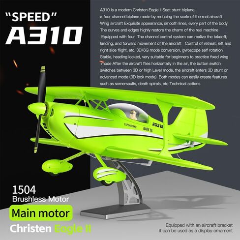RC Plane 4CH A310 Biplane RC Airplane for Adults Beginners 3D/6G 1504 Brushless Motor Remote Control Plane EPP Foam 2.4G Fixed-Wing Model Plane with 2 Batteries in Saudi Arabia