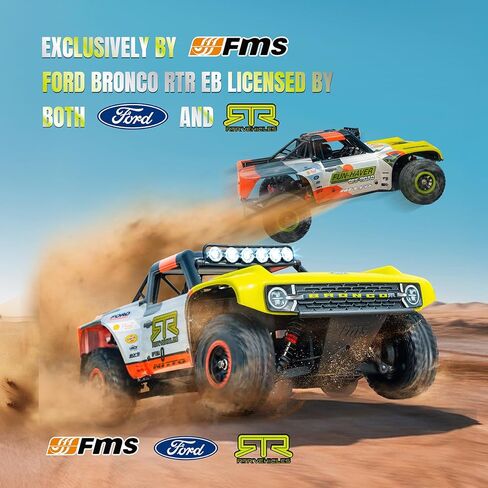EAZYRC FMS 1/18 RC Truck FSC18 Ford Bronco, Officially Licensed by Ford Short Course RC Car, 4x4 Off-Road RC Crawler with LED Lights, and Quick-Release Body-RTR (Race Livery B (Brushed Version)) in Saudi Arabia