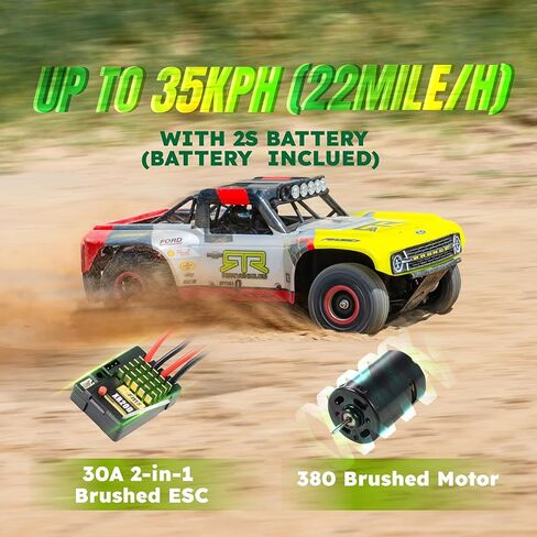 EAZYRC FMS 1/18 RC Truck FSC18 Ford Bronco, Officially Licensed by Ford Short Course RC Car, 4x4 Off-Road RC Crawler with LED Lights, and Quick-Release Body-RTR (Race Livery B (Brushed Version)) in Saudi Arabia