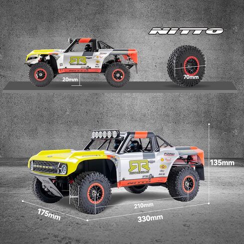 EAZYRC FMS 1/18 RC Truck FSC18 Ford Bronco, Officially Licensed by Ford Short Course RC Car, 4x4 Off-Road RC Crawler with LED Lights, and Quick-Release Body-RTR (Race Livery B (Brushed Version)) in Saudi Arabia