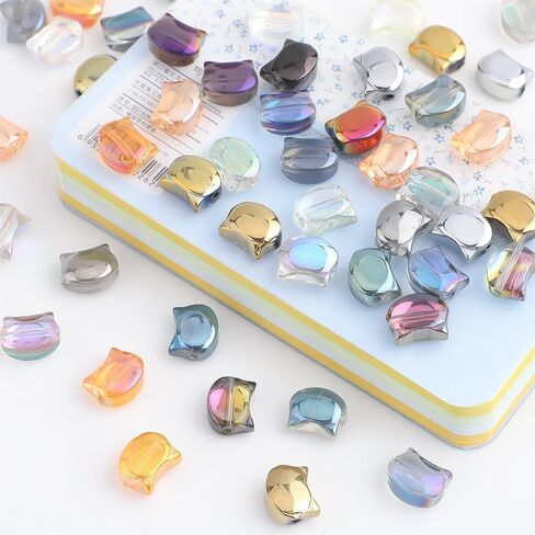 Glass Beads, KLFHS 60PCS Mixed Color Star and Moon Glass Beads for Jewelry Making, Cute Unique Bead Bulk Spacer Bead for Jewelry Bracelet Necklace Earring Craft Supplies DIY in Saudi Arabia