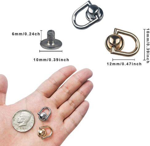 ELANE 40 Pcs D Rings for Purse,Screw Rivets for Leather Crafting,Wallet Crossbody Conversion Kit (Black+Silver+Gold+Light Gold) in Kuwait