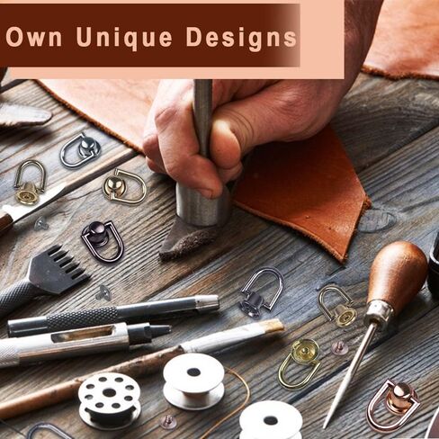 ELANE 40 Pcs D Rings for Purse,Screw Rivets for Leather Crafting,Wallet Crossbody Conversion Kit (Black+Silver+Gold+Light Gold) in Kuwait
