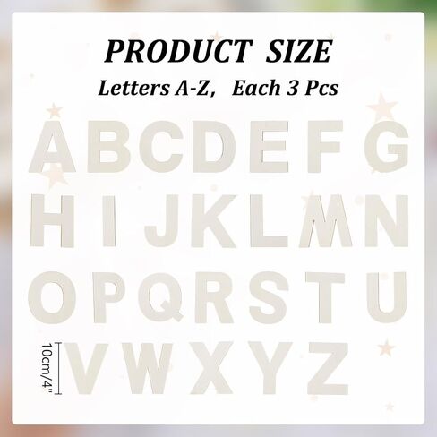 WADORN 78Pcs Wooden Letters 4 Inch for Crafts, Natural Unfinished Capital Wooden Alphabet Letters Small Wood A-Z Cutouts Decor for DIY Crafts Painting Arts Scrapbooking Cards Spelling Learning in Kuwait