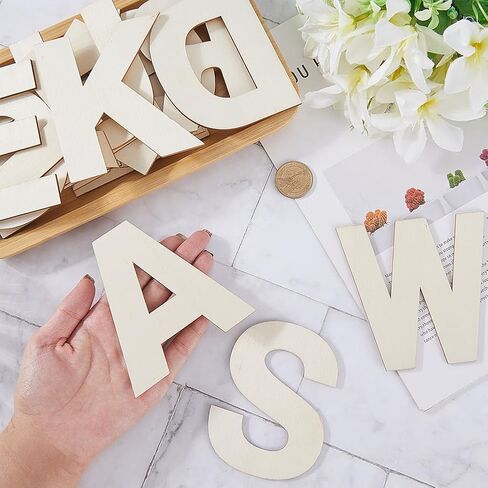 WADORN 78Pcs Wooden Letters 4 Inch for Crafts, Natural Unfinished Capital Wooden Alphabet Letters Small Wood A-Z Cutouts Decor for DIY Crafts Painting Arts Scrapbooking Cards Spelling Learning in Kuwait