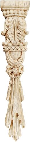 1Pc Long Wood Carved Appliques Onlays, Unpainted Decorative Wooden Flower Mouldings Trim for Window Door Frame Cabinet Mantel Fireplace Wall Mirror Home Furniture Decor, 29.5x5.9x1.8cm in Kuwait