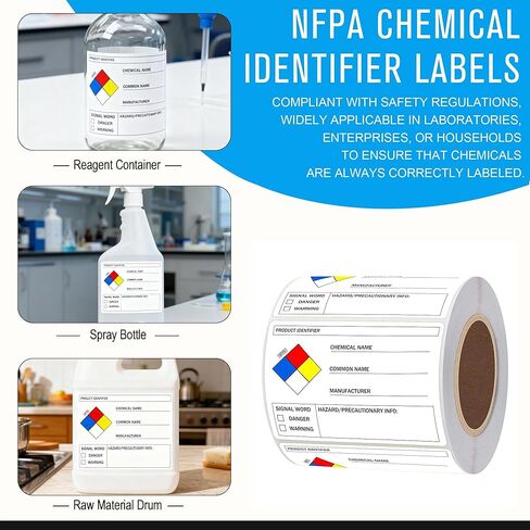2 X 3 Inches SDS Stickers/MSDS Stickers for Chemical Safty Data - Chemical Identifying and Labeling Sticker Decals - HIMG Write-in Labels 250pcs in Kuwait