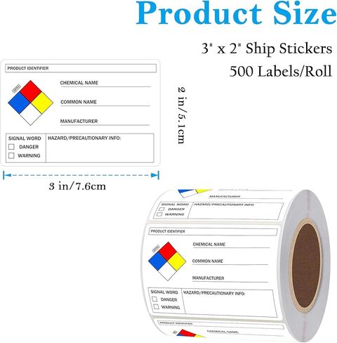 2 X 3 Inches SDS Stickers/MSDS Stickers for Chemical Safty Data - Chemical Identifying and Labeling Sticker Decals - HIMG Write-in Labels 250pcs in Kuwait