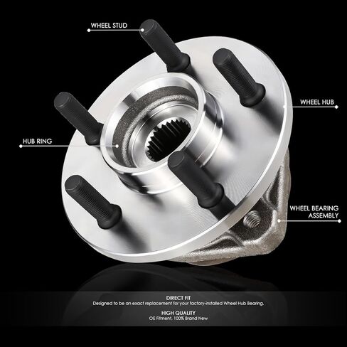 Auto Dynasty [78mm Full Cast Rotor] Factory Style Front Wheel Bearing Hub Assembly Compatible with Jeep Wrangler Cherokee 2nd Design 1999-2006, Driver or Passenger Side, Bare Steel in Kuwait