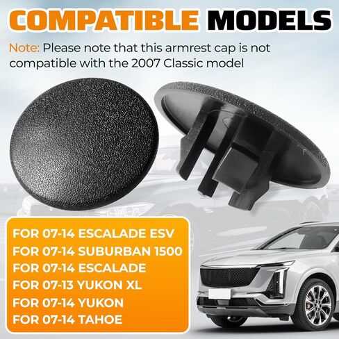 2PCS Armrest Cap Cover,for 07-19 Chevy Tahoe Suburban Cadillac Escalade Yukon Seat Parts,Replaces #15279689 Rear Bucket Seats Arm Rest Handle Trim Bolt (Black) in Saudi Arabia