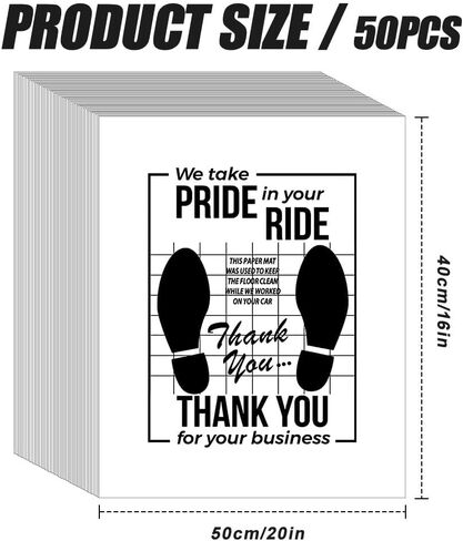 50PCS White Car Paper Floor Mats, Floor Mats for Cars, Disposable Temporary Automotive Foot Pad, Auto Accessories Waterproof Vehicle Foot Pads Protective Papers for Automotive Supplies in Saudi Arabia