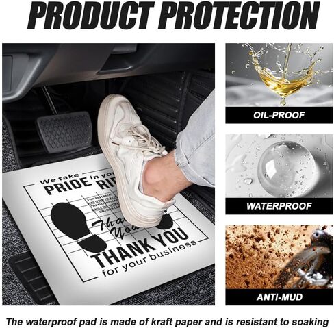 50PCS White Car Paper Floor Mats, Floor Mats for Cars, Disposable Temporary Automotive Foot Pad, Auto Accessories Waterproof Vehicle Foot Pads Protective Papers for Automotive Supplies in Saudi Arabia