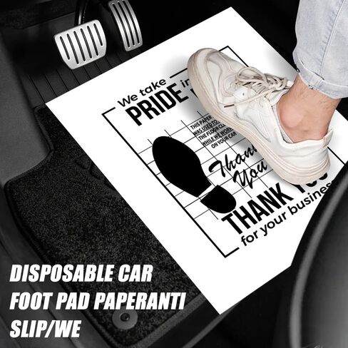 50PCS White Car Paper Floor Mats, Floor Mats for Cars, Disposable Temporary Automotive Foot Pad, Auto Accessories Waterproof Vehicle Foot Pads Protective Papers for Automotive Supplies in Saudi Arabia
