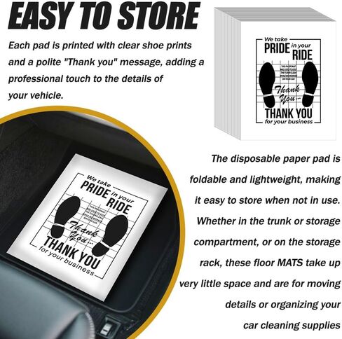 50PCS White Car Paper Floor Mats, Floor Mats for Cars, Disposable Temporary Automotive Foot Pad, Auto Accessories Waterproof Vehicle Foot Pads Protective Papers for Automotive Supplies in Saudi Arabia