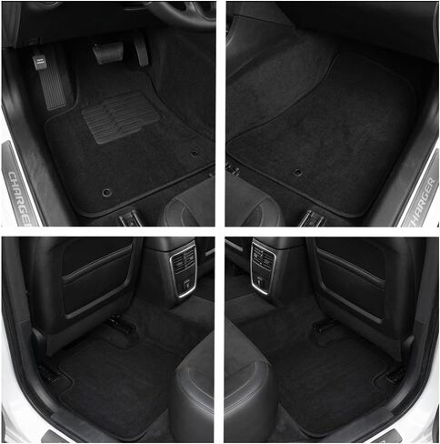 ecoMats Carpet Floor Mats Fit for 2011 to 2023 Dodge Charger RWD / 2011 to 2023 Chrysler 300 RWD with Anti-Slip Driver Heel Pad, Front and Rear, Black (Not fit for All-Wheel Drive) in Saudi Arabia