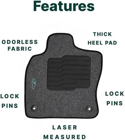 ecoMats Carpet Floor Mats Custom Fit for 2019 to 2026 Volkswagen Jetta, with Driver Non-Slip Heel Pad and Safety Locks, Front and Rear Set, Gray in Saudi Arabia