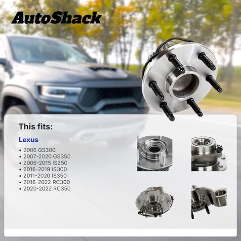 AutoShack Front Wheel Hub Bearing Assembly - Passenger Side for Lexus, IS250 2006-2015 GS350 2007-2011, 2013-2020 IS300 2016-2019 GS300 2006, AWD RWD V6 2.5L 3.0L 3.5L - 5-Lug, with ABS in Kuwait