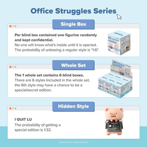 Lulu The Piggy Blind Box - My Workplace Partners Series Plush Keychain Blind Boxes Monitor Decor Figurine Pendant Cute Stuffed Animal Mystery Box Collectibles Home Decoration Birthday Gift, Single Box in Saudi Arabia
