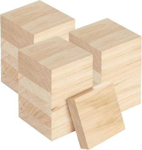 20 Pack Unfinished Wood Blocks for Crafts, 4x4x1 Inch Pine Wooden Square Panels Perfect for Painting, Carving, Engraving, DIY Projects, Custom Home Decor, and Art Supplies in Kuwait
