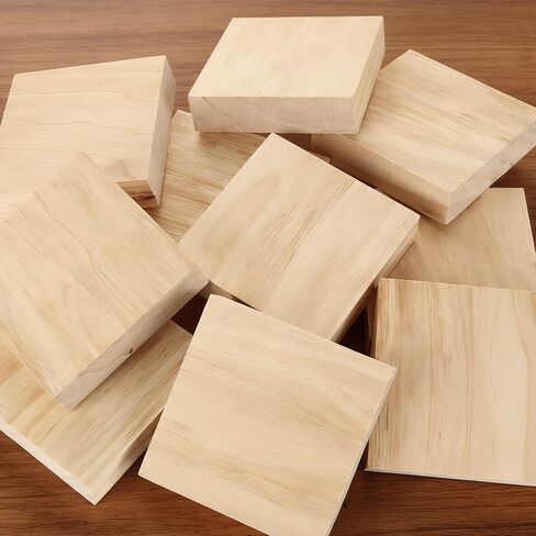 20 Pack Unfinished Wood Blocks for Crafts, 4x4x1 Inch Pine Wooden Square Panels Perfect for Painting, Carving, Engraving, DIY Projects, Custom Home Decor, and Art Supplies in Kuwait