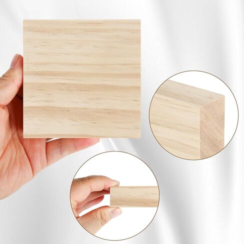 20 Pack Unfinished Wood Blocks for Crafts, 4x4x1 Inch Pine Wooden Square Panels Perfect for Painting, Carving, Engraving, DIY Projects, Custom Home Decor, and Art Supplies in Kuwait