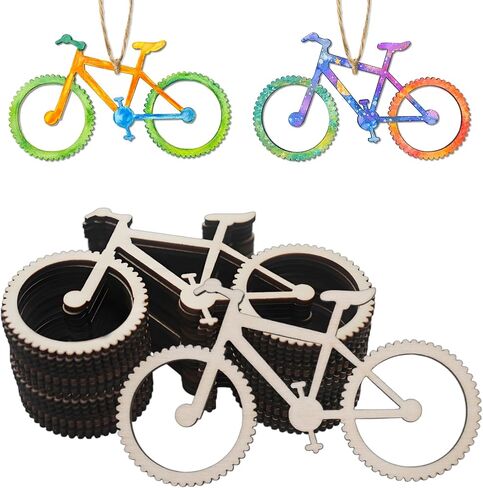 30Pcs Bicycle Wooden Ornaments to Paint Unfinished Mountain Bike Wood Slice Sports Bicycle Cutouts for DIY Crafting Birthday Party Christmas Holiday Home Office Hanging Decor Gift Ideas (Style1) in Saudi Arabia