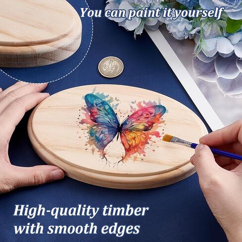 AHANDMAKER 2 حزمة من القواطع البيضاوية الخشبية الطبيعية 4 × 7 بوصة لوحات خشبية فارغة غير مكتملة لعلامة الباب مزرعة DIY ديكور المنزل الحرف عيد الميلاد عيد الهالوين ديكور الحائط in Kuwait