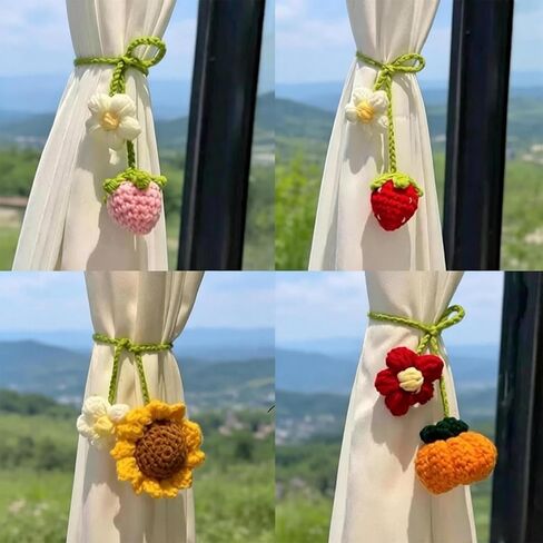 4 Pack Flower Crochet Bookmark Set Daisy Sunflower Strawberry Pumpkin Personalized Hook Flower for Women Book Fans and Teachers Ideal for Bookmarks Curtains Door Curtains and Crochet Flower Bookmark in Kuwait