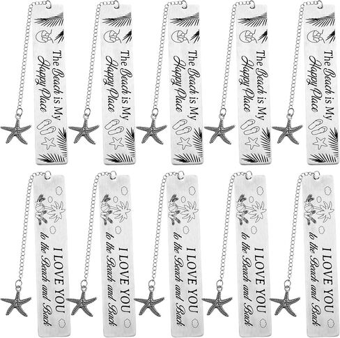 10Pcs Bookmark Beach Gifts Beach Lover Gifts for Women Summer Bea-ch Themed Gi-fts Vacation Gi-ft Birthday Present for Women Friends Metal Bookmark Graduation Present in Saudi Arabia