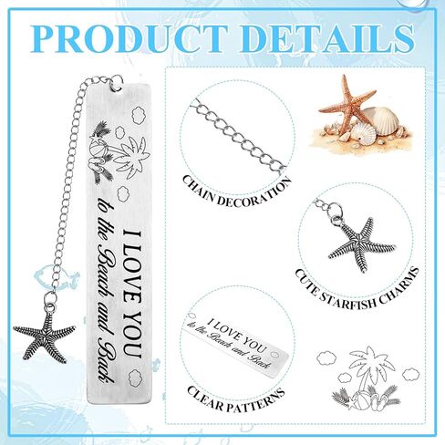 10Pcs Bookmark Beach Gifts Beach Lover Gifts for Women Summer Bea-ch Themed Gi-fts Vacation Gi-ft Birthday Present for Women Friends Metal Bookmark Graduation Present in Saudi Arabia