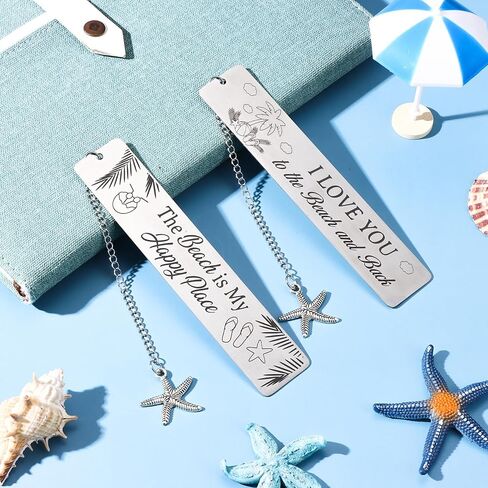 10Pcs Bookmark Beach Gifts Beach Lover Gifts for Women Summer Bea-ch Themed Gi-fts Vacation Gi-ft Birthday Present for Women Friends Metal Bookmark Graduation Present in Saudi Arabia