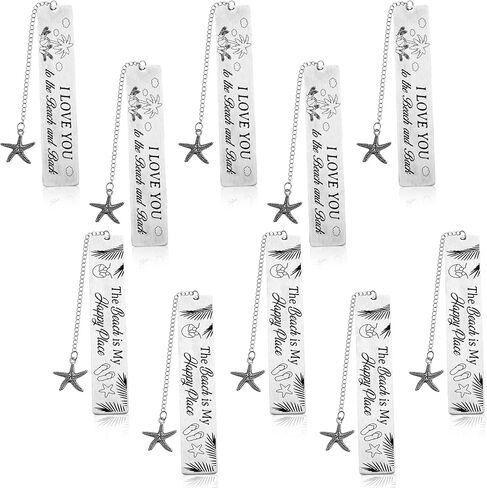10Pcs Bookmark Beach Gifts Beach Lover Gifts for Women Summer Bea-ch Themed Gi-fts Vacation Gi-ft Birthday Present for Women Friends Metal Bookmark Graduation Present in Saudi Arabia