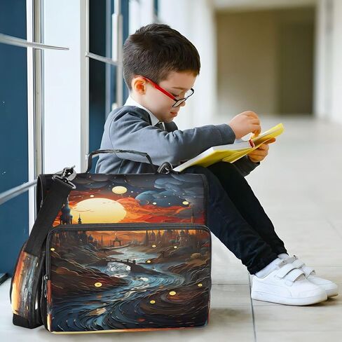 ALAZA Sunset Castle Starry Night Zipper Binder 3 Ring Binder Organizer with Zipper and Shoulder Strap Large Capacity Multi-Pocket for Office Supplies Work in Saudi Arabia