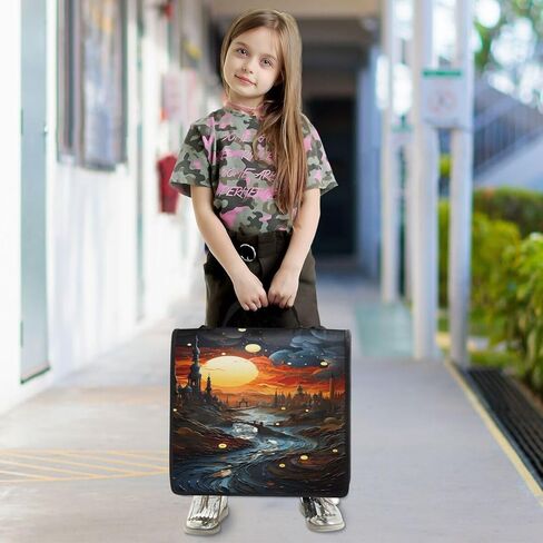 ALAZA Sunset Castle Starry Night Zipper Binder 3 Ring Binder Organizer with Zipper and Shoulder Strap Large Capacity Multi-Pocket for Office Supplies Work in Saudi Arabia