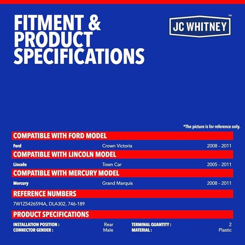 JC Whitney JFBAJCWDLA00710 مشغل قفل الباب الخلفي الأيسر أو الأيمن - متوافق مع Ford Crown Victoria 2008-2011، Lincoln Town Car 2005-2011، Mercury Grand Marquis 2008-2011 in Kuwait