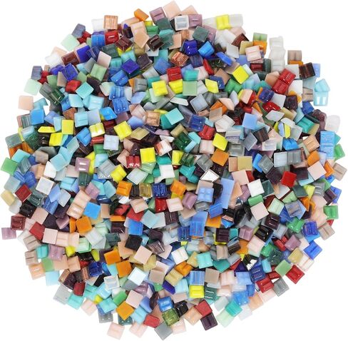 2.2 Pounds Mixed Glass Mosaic Tiles 1480pcs Stained Glass Pieces for Square Bulk Mosaic Supplies for Home Decor Artists Crafts DIY (Art Deco, 1480) in Saudi Arabia
