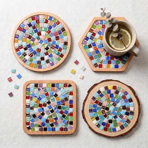 2.2 Pounds Mixed Glass Mosaic Tiles 1480pcs Stained Glass Pieces for Square Bulk Mosaic Supplies for Home Decor Artists Crafts DIY (Art Deco, 1480) in Saudi Arabia