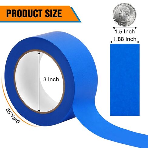 Masking Tape 2 Inch, 10 Rolls x 55 Yard (550yds in Total) Painters Tape for Painting Labeling Arts Crafts, Easy Removal, No Residue (1.88in Blue) in Saudi Arabia
