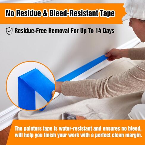 Masking Tape 2 Inch, 10 Rolls x 55 Yard (550yds in Total) Painters Tape for Painting Labeling Arts Crafts, Easy Removal, No Residue (1.88in Blue) in Saudi Arabia