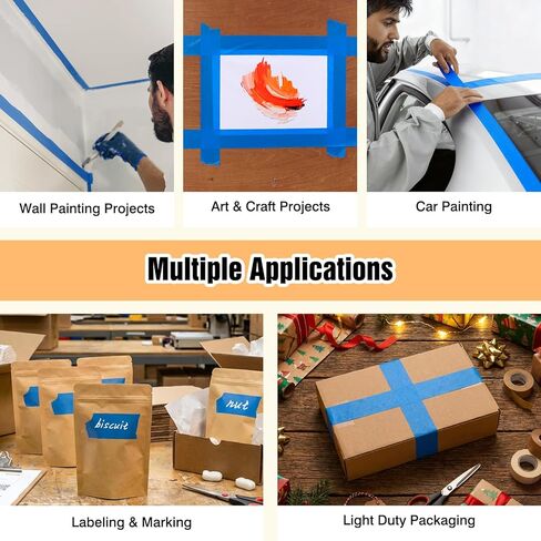 Masking Tape 2 Inch, 10 Rolls x 55 Yard (550yds in Total) Painters Tape for Painting Labeling Arts Crafts, Easy Removal, No Residue (1.88in Blue) in Saudi Arabia